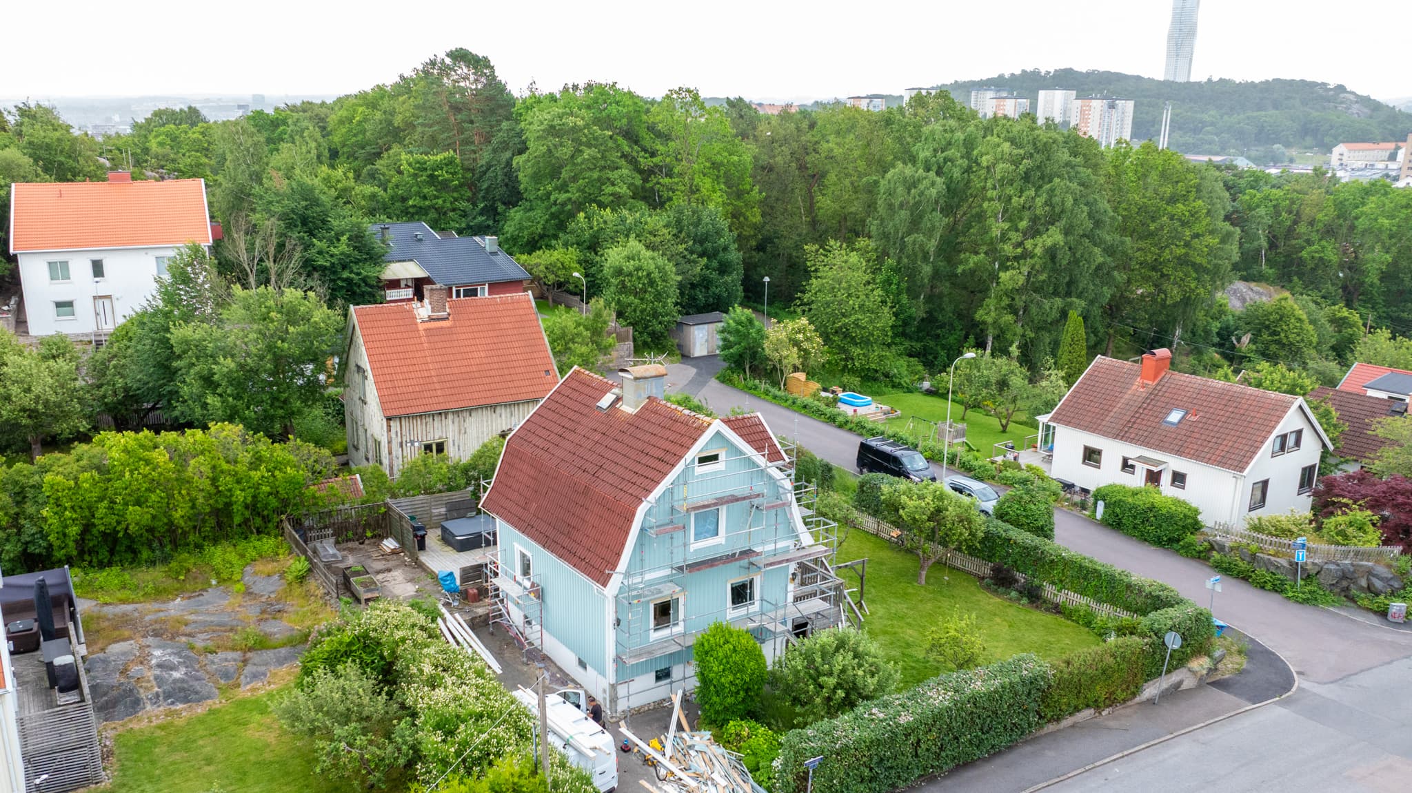 Villaprojekt i Göteborgsområdet – drönarbild